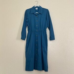 Norm Thompson 70s Vintage Cobalt Blue Utility Dress